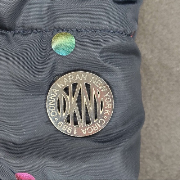 DKNY baby puffer jacket Blue with rainbow polka dots - Picture 5 of 9